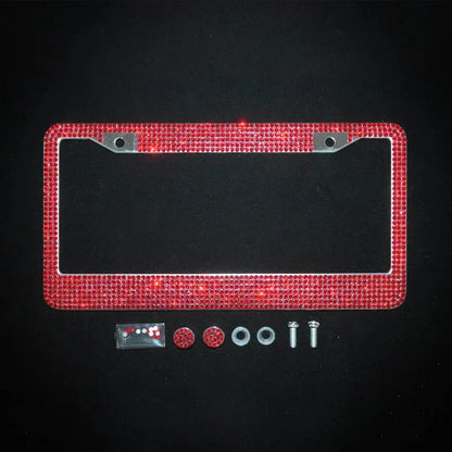 NEW Bling Crystal Car License Plate Frame Women Rhinestone License Plate Frame Cover Holder Car Accessories with Screw 31*16cm